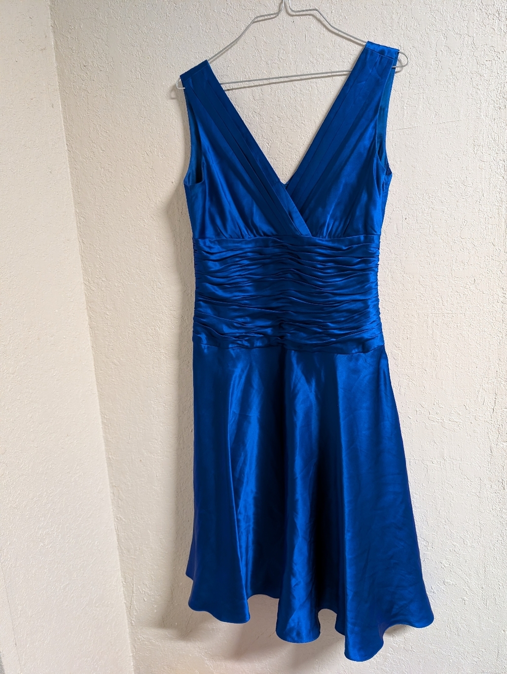 Silk V-Neck Sleeveless Dress 6 Royal Blue Marilyn Monroe Glam Romantic Sexy